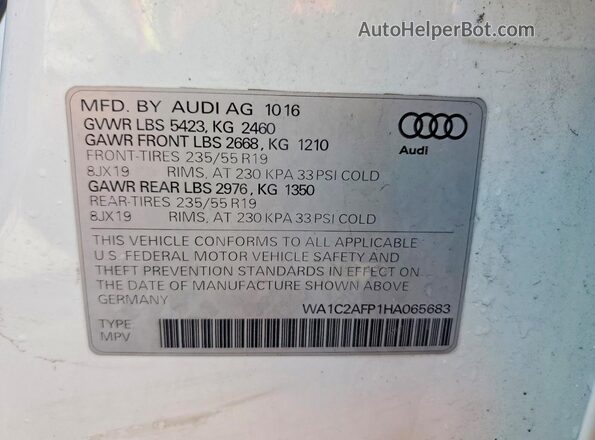 WA1C2AFP1HA065683 2017 AUDI Q5 White Սալոնի 360 աստիճան տեսք