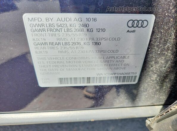 WA1C2AFP1HA068759 2017 AUDI Q5 Blue Widok komory silnika