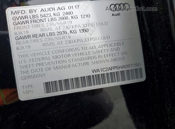 WA1C2AFP5HA097150 2017 AUDI Q5 Black VIN կոդի պիտակի տեսք