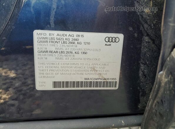 WA1C2AFP6GA051955 2016 AUDI Q5 Угольный Вид наклейки с VIN-кодом