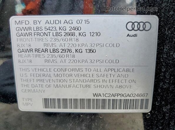 WA1C2AFP9GA024667 2016 AUDI Q5 Black Vista interior de 360 grados