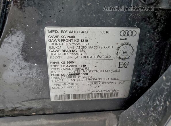 WA1C4AFY2J2149871 2018 AUDI SQ5 Черный Вид наклейки с VIN-кодом