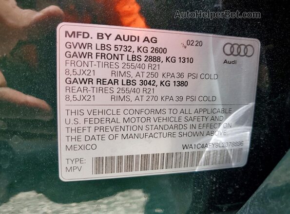 WA1C4AFY9L2078896 2020 AUDI SQ5 Green Engine compartment view