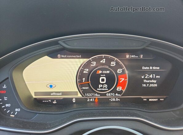 WA1C4AFYXJ2111949 2018 AUDI SQ5 White Вид щитка приладів