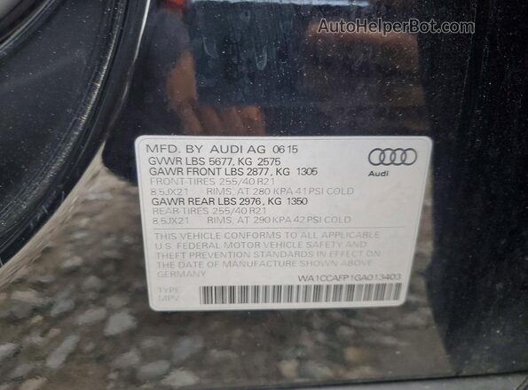 WA1CCAFP1GA013403 2016 AUDI SQ5 Black Панорамний вид салону 360°