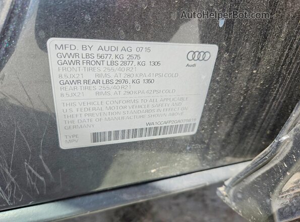 WA1CCAFP2GA029819 2016 AUDI SQ5 Gray Engine compartment view