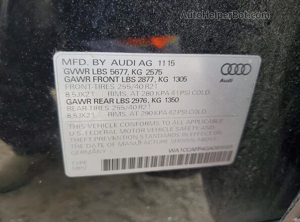 WA1CCAFP4GA089665 2016 AUDI SQ5 Black Vista interior de 360 grados