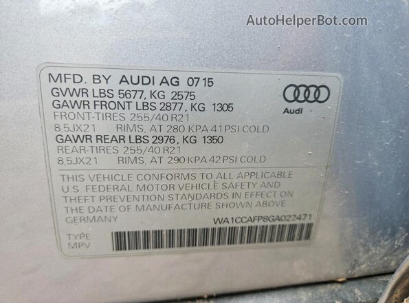 WA1CCAFP8GA022471 2016 AUDI SQ5 Silver 360 interior view