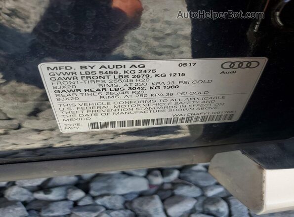 WA1CNAFY1J2017651 2018 AUDI Q5 Black VIN sticker view
