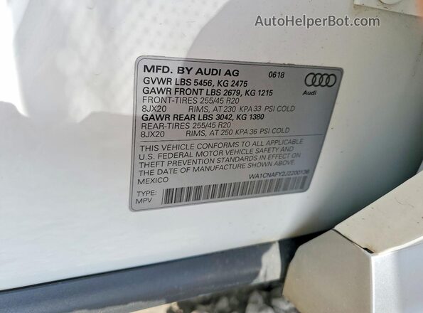 WA1CNAFY2J2200136 2018 AUDI Q5 White VIN sticker view