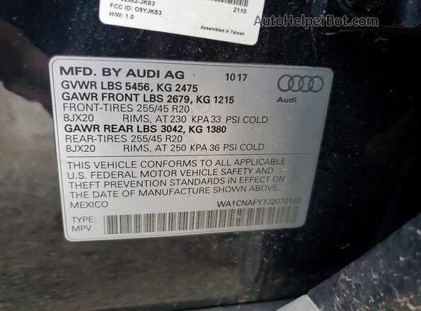 WA1CNAFY7J2070192 2018 AUDI Q5 Угольный Вид подкапотного пространства