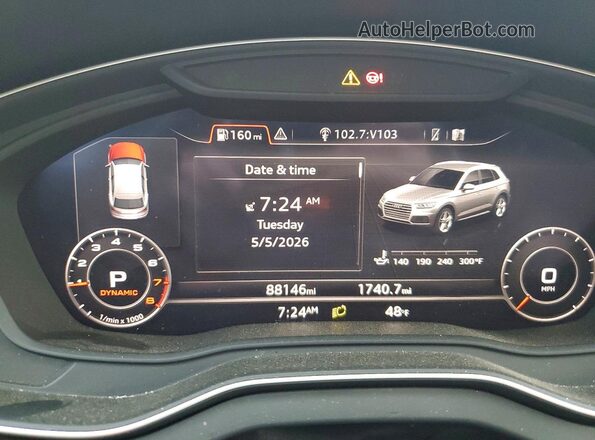 WA1CNAFY7J2070192 2018 AUDI Q5 Угольный Вид щитка приборов