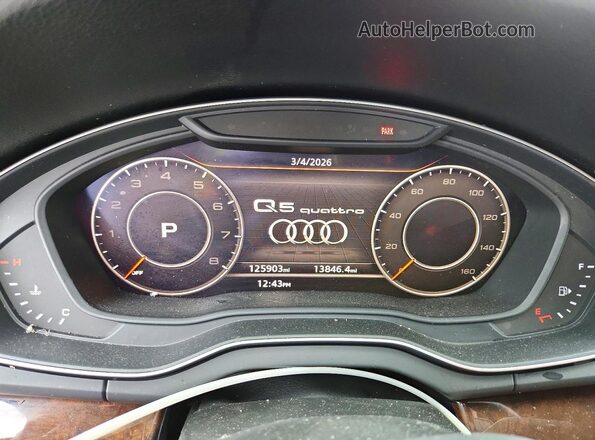 WA1CNAFY7J2201900 2018 AUDI Q5 White Вид щитка приладів