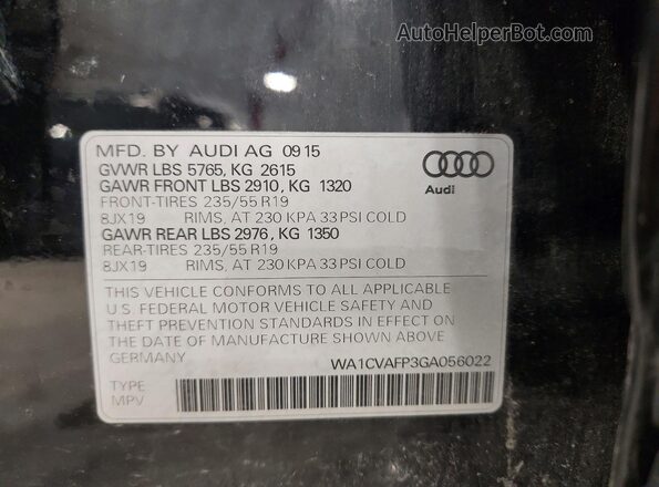 WA1CVAFP3GA056022 2016 AUDI Q5 Black Սալոնի 360 աստիճան տեսք