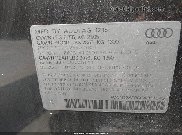 WA1D7AFP6GA091345 2016 AUDI Q5 Gray Widok komory silnika