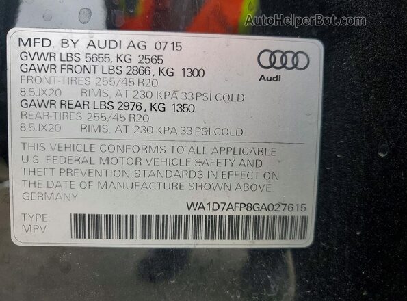 WA1D7AFP8GA027615 2016 AUDI Q5 Black Շարժիչի բաժամունքի տեսք