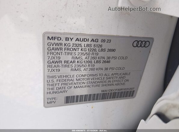 WA1DECF30R1031207 2024 AUDI Q3 White Engine compartment view
