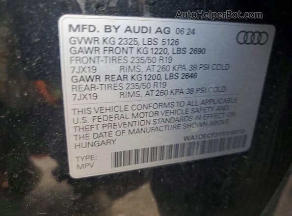 WA1DECF31R1160119 2024 AUDI Q3 Black Вид наклейки з VIN-кодом