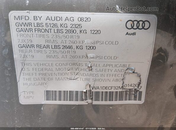 WA1DECF32M1014207 2021 AUDI Q3 Gray Widok komory silnika