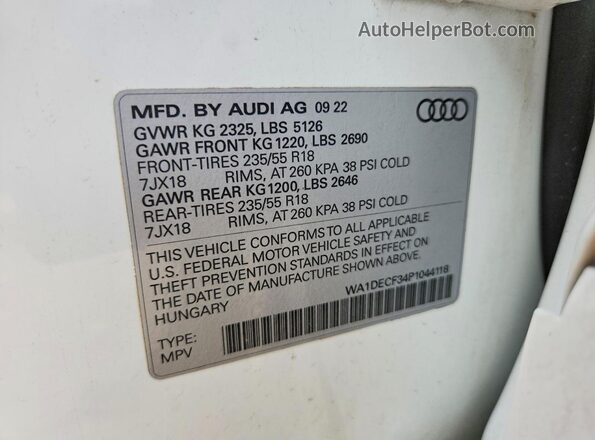 WA1DECF34P1044118 2023 AUDI Q3 White Շարժիչի բաժամունքի տեսք