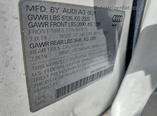 WA1DECF39M1137955 2021 AUDI Q3 White Widok naklejki z numerem VIN