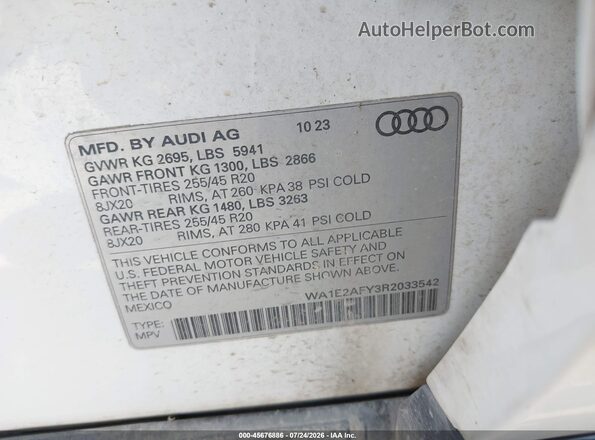 WA1E2AFY3R2033542 2024 AUDI Q5 White Engine compartment view