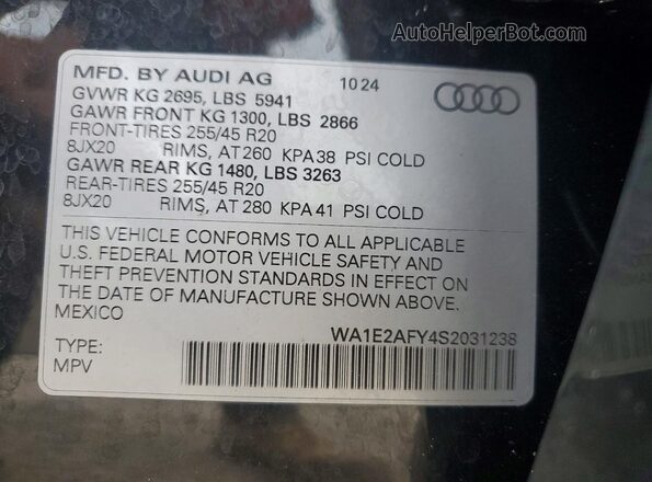 WA1E2AFY4S2031238 2025 AUDI Q5 Black ძრავის განყოფილების ხედი