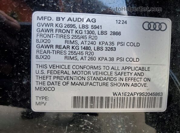 WA1E2AFY9S2045863 2025 AUDI Q5 Black 360 interior view