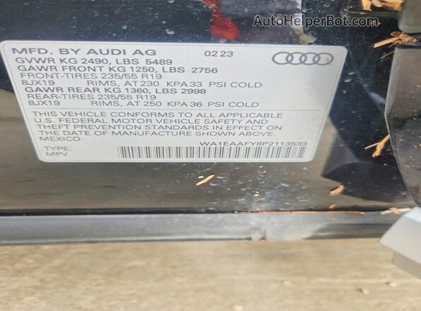 WA1EAAFY8P2113533 2023 AUDI Q5 Черный Вид подкапотного пространства