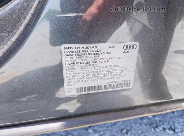 WA1ECCFSXJR028564 2018 AUDI Q3 Gray VIN կոդի պիտակի տեսք