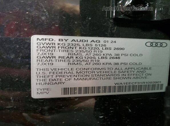 WA1EECF31R1093901 2024 AUDI Q3 Black Вид наклейки з VIN-кодом