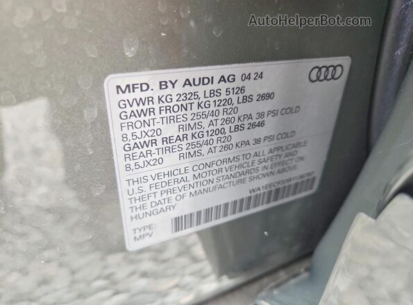 WA1EECF33R1138787 2024 AUDI Q3 Серый Вид наклейки с VIN-кодом
