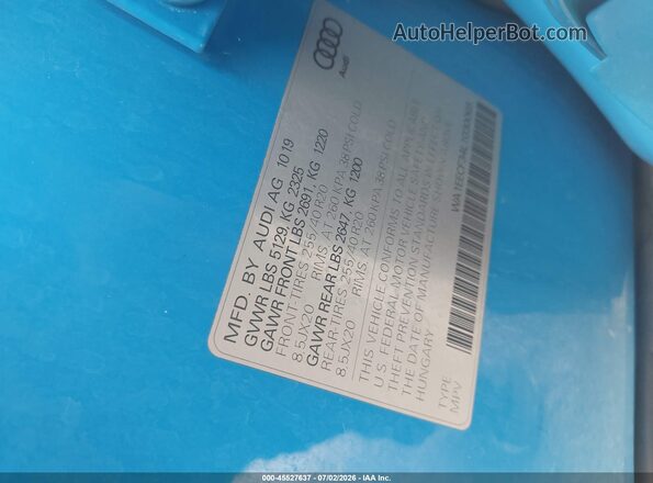 WA1EECF34L1030069 2020 AUDI Q3 Blue Շարժիչի բաժամունքի տեսք