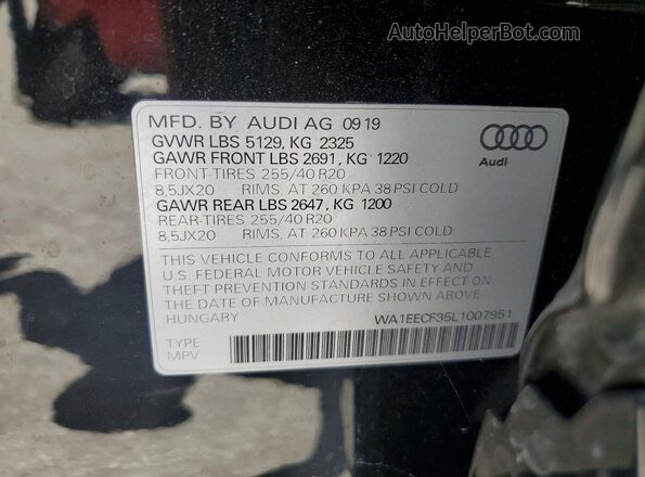 WA1EECF35L1007951 2020 AUDI Q3 Black Widok naklejki z numerem VIN