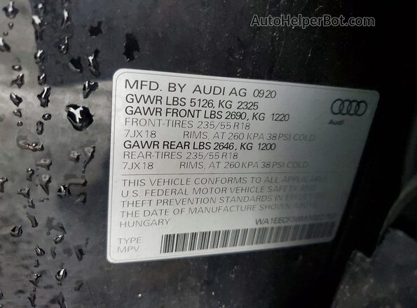 WA1EECF39M1022759 2021 AUDI Q3 Black VIN sticker view