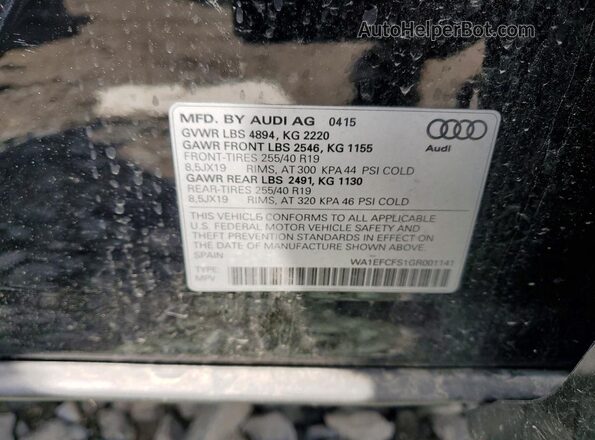 WA1EFCFS1GR001141 2016 AUDI Q3 Black Vista de la etiqueta del VIN