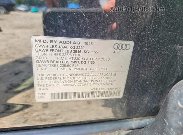 WA1EFCFS1GR009532 2016 AUDI Q3 Black VIN sticker view