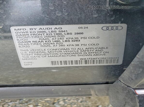 WA1F2AFY7R2105444 2024 AUDI Q5 Gray Engine compartment view
