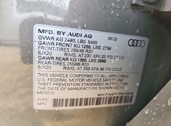 WA1FAAFY7P2010088 2023 AUDI Q5 Gray Widok komory silnika
