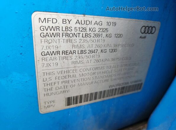 WA1FECF36L1038694 2020 AUDI Q3 Blue Vista interior de 360 grados