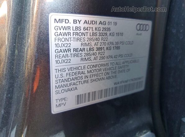 WA1FVAF17KD025677 2019 AUDI Q8 Gray Widok komory silnika