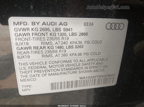 WA1G2AFY6R2079469 2024 AUDI Q5 Gray Engine compartment view