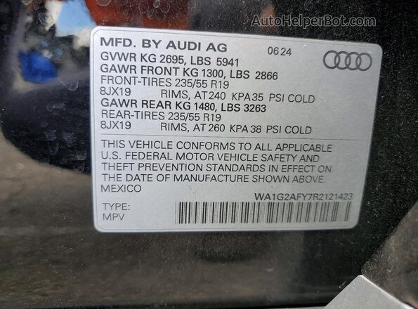 WA1G2AFY7R2121423 2024 AUDI Q5 Черный Вид наклейки с VIN-кодом