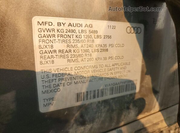 WA1GAAFY4P2061519 2023 AUDI Q5 Gray Vista del compartimento del motor