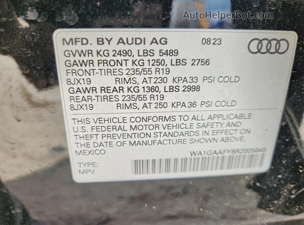 WA1GAAFY8R2005845 2024 AUDI Q5 Black VIN sticker view