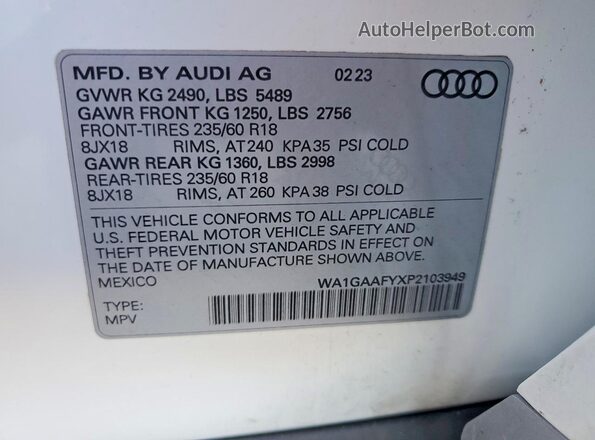 WA1GAAFYXP2103949 2023 AUDI Q5 Белый Вид подкапотного пространства