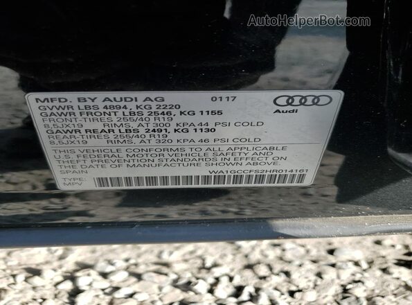 WA1GCCFS2HR014161 2017 AUDI Q3 Black Vista de la etiqueta del VIN