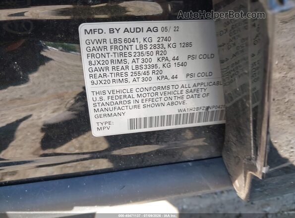 WA1H2BFZ8NP042570 2022 AUDI Q4 Black Widok komory silnika