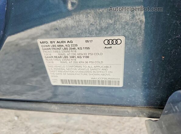 WA1JCCFS5JR005434 2018 AUDI Q3 Синий Вид подкапотного пространства