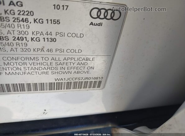 WA1JCCFS7JR016810 2018 AUDI Q3 White Engine compartment view